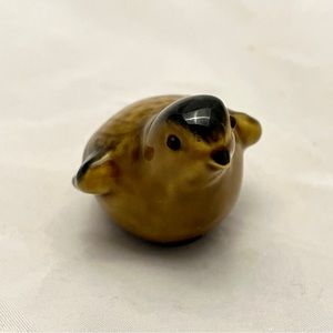 Vintage Miniature Bird Ceramic Figurine, Yellow Brown, Unsigned, EUC